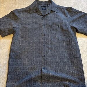 Haggar Men's Charcoal Patterned Button Down Shirt